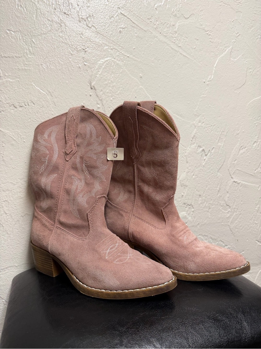 Shyanne Dusty Rose Suede Lace-Up Western Ankle Boots